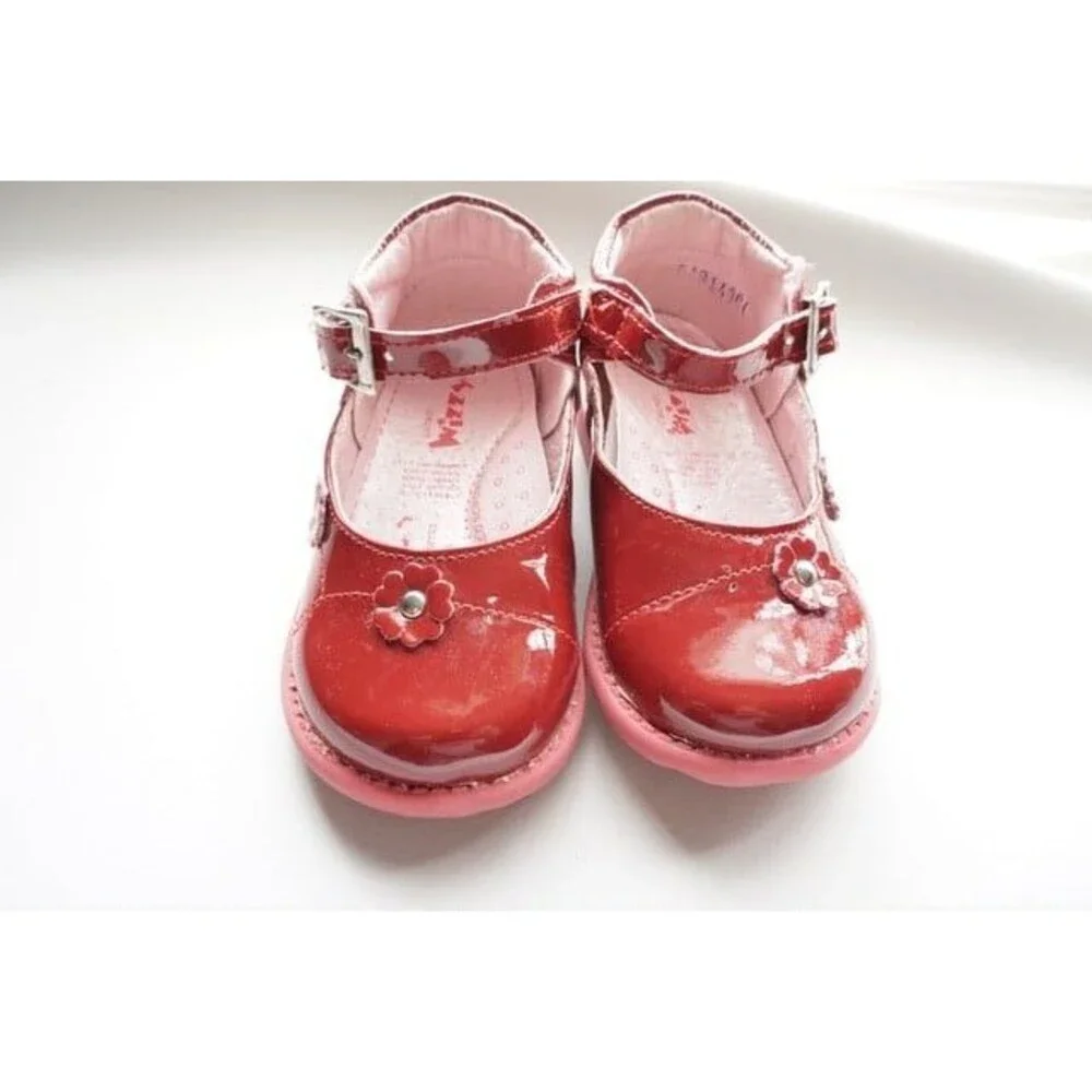 Wizzy Burgundy Patent Leather T-Strap Mary Jane Shoes Coquette Toddler Size 6